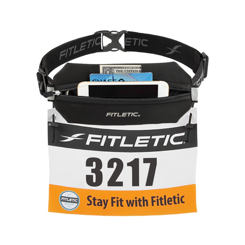 Fitletic Neo Race Belt, Black | Unique No Bounce Design for Marathon, Triathlon, Trail, 5k, 10k | Running Belt | N01R-01 - Image 2